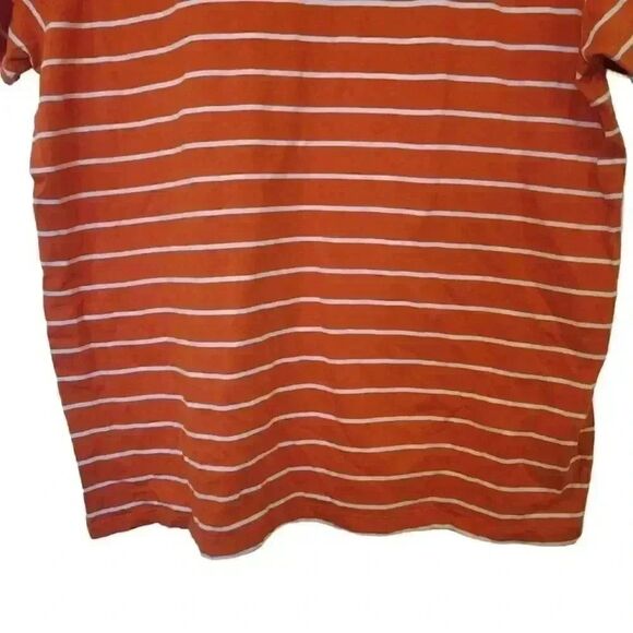 US Polo Association Men's Orange & White Striped Cotton Knit V-Neck Short Sleeve - Picture 7 of 8